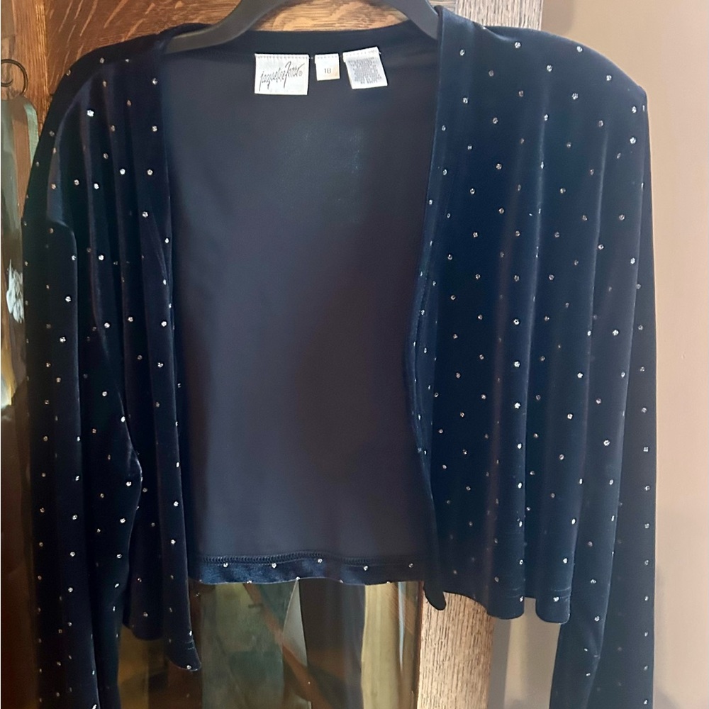 Jacqueline Ferrar black shrug with sparkle embellishment